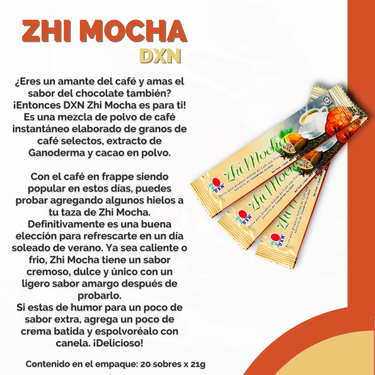 Café con Cocoa Adicionado con Ganoderma Lucidum Zhi Mocha DXN 20 Sobres